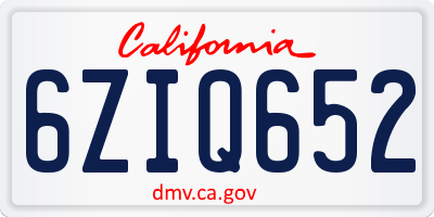 CA license plate 6ZIQ652