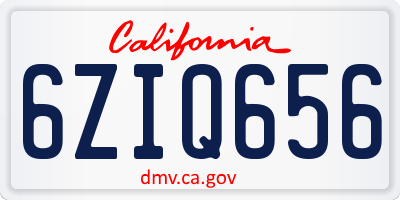 CA license plate 6ZIQ656