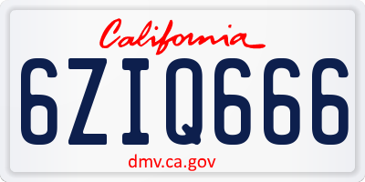 CA license plate 6ZIQ666