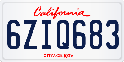 CA license plate 6ZIQ683