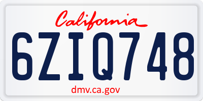 CA license plate 6ZIQ748