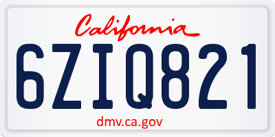 CA license plate 6ZIQ821