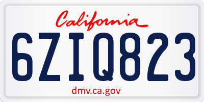 CA license plate 6ZIQ823