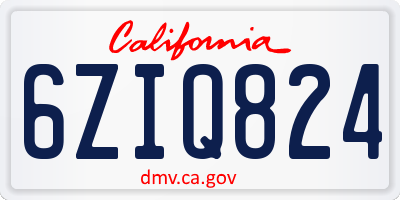CA license plate 6ZIQ824