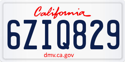 CA license plate 6ZIQ829