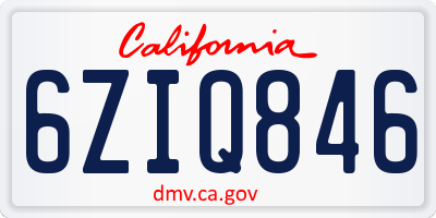 CA license plate 6ZIQ846