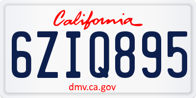 CA license plate 6ZIQ895