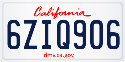 CA license plate 6ZIQ906