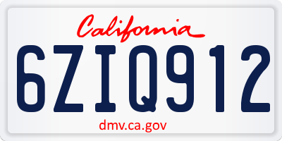 CA license plate 6ZIQ912