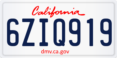 CA license plate 6ZIQ919