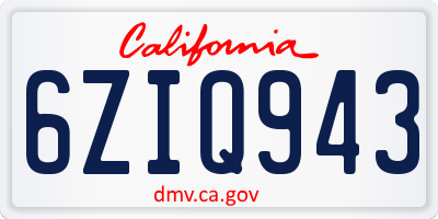 CA license plate 6ZIQ943