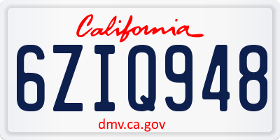 CA license plate 6ZIQ948