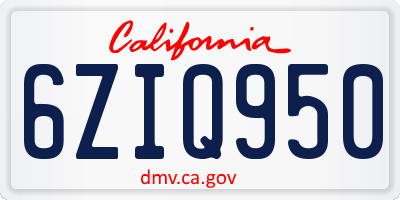 CA license plate 6ZIQ950