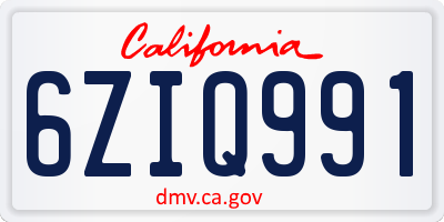 CA license plate 6ZIQ991
