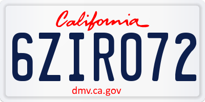 CA license plate 6ZIR072