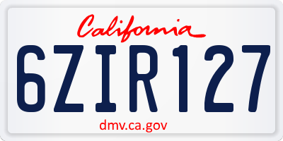 CA license plate 6ZIR127