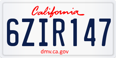 CA license plate 6ZIR147
