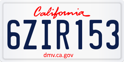 CA license plate 6ZIR153
