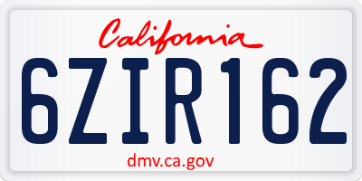 CA license plate 6ZIR162