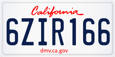 CA license plate 6ZIR166