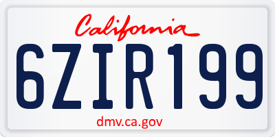 CA license plate 6ZIR199
