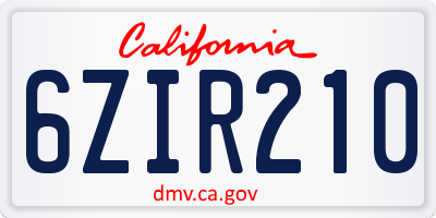 CA license plate 6ZIR210