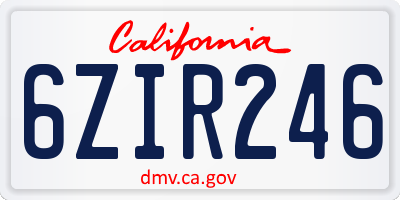 CA license plate 6ZIR246