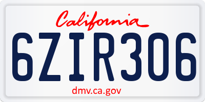 CA license plate 6ZIR306