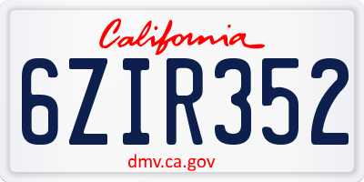 CA license plate 6ZIR352