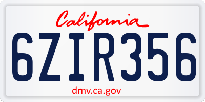 CA license plate 6ZIR356