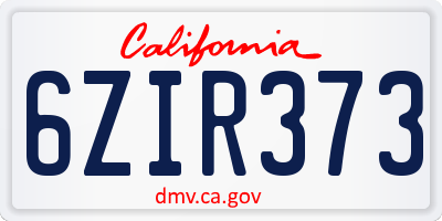 CA license plate 6ZIR373