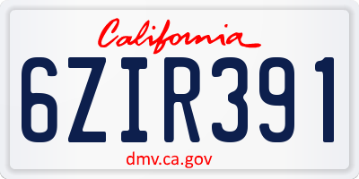 CA license plate 6ZIR391