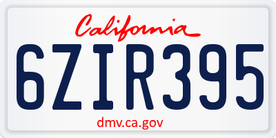 CA license plate 6ZIR395