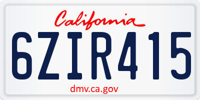 CA license plate 6ZIR415