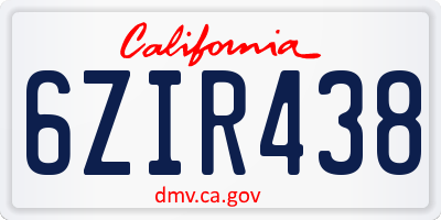 CA license plate 6ZIR438
