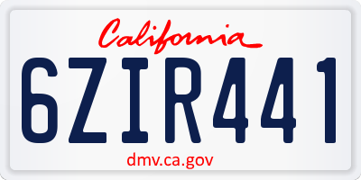 CA license plate 6ZIR441