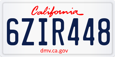 CA license plate 6ZIR448