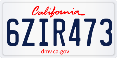 CA license plate 6ZIR473