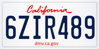 CA license plate 6ZIR489