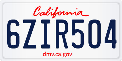 CA license plate 6ZIR504