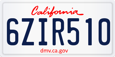 CA license plate 6ZIR510
