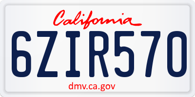 CA license plate 6ZIR570