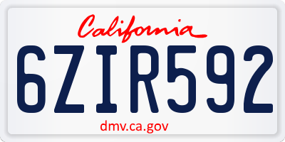 CA license plate 6ZIR592