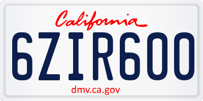 CA license plate 6ZIR600