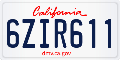 CA license plate 6ZIR611