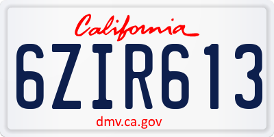 CA license plate 6ZIR613