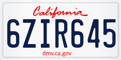 CA license plate 6ZIR645