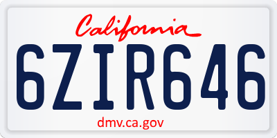 CA license plate 6ZIR646