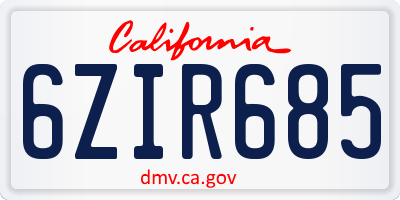 CA license plate 6ZIR685