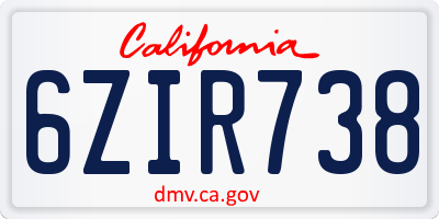 CA license plate 6ZIR738